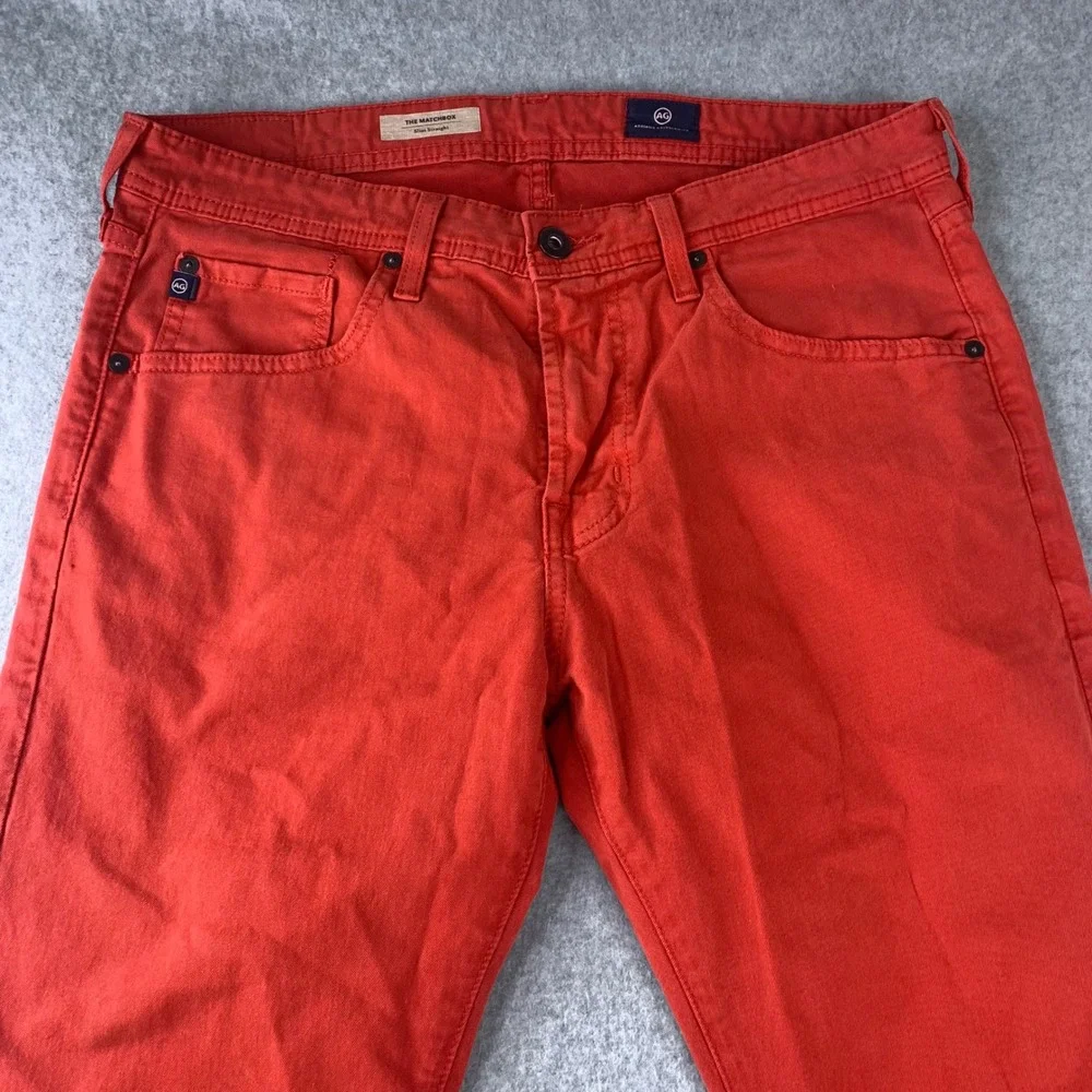 AG Adriano Goldschmied The Matchbox Pants Mens 34 Red Slim Straight Chino